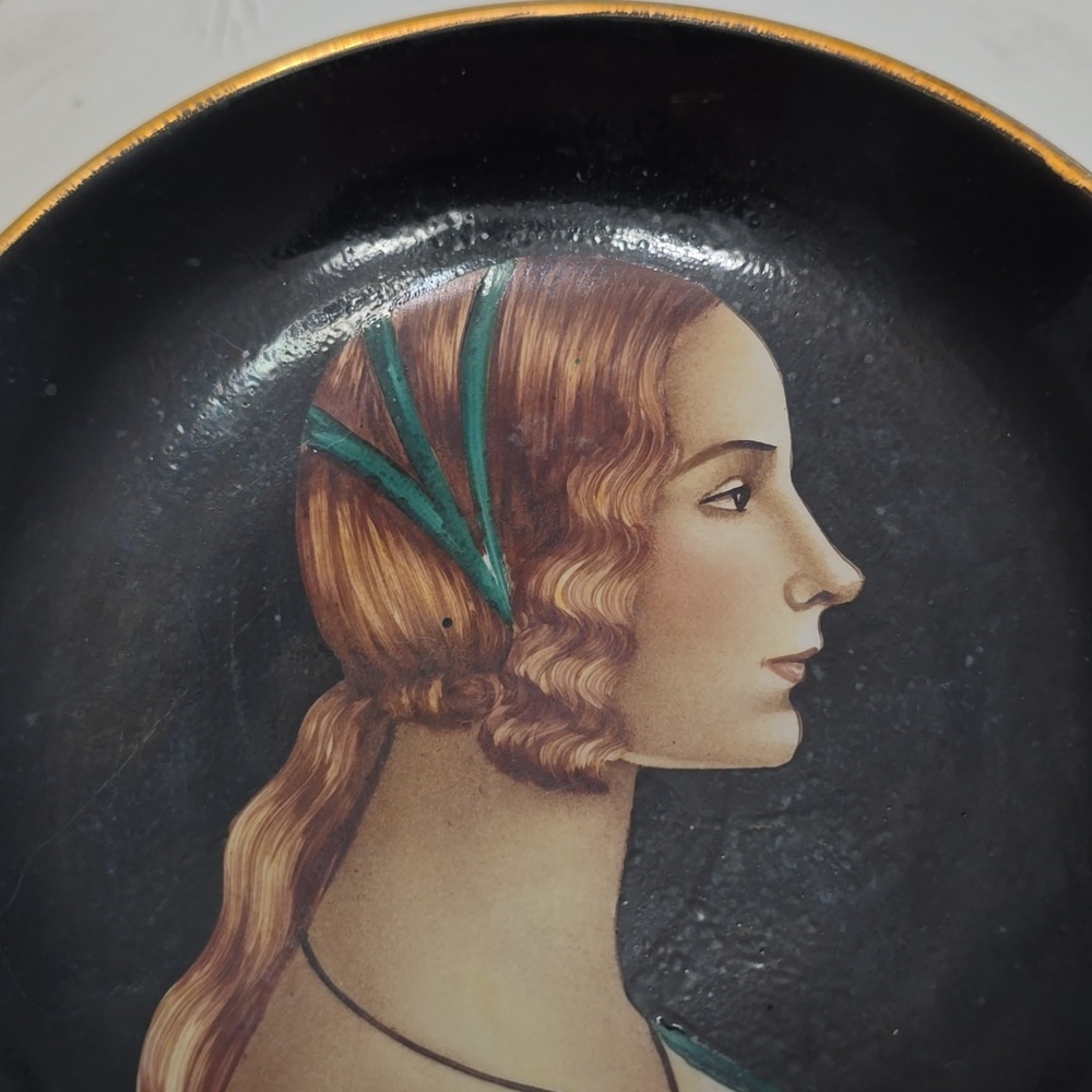 Portrait Lady L. Tournabuoni Genova Italy Decorative Ceramic Plate - Picture 3 of 14